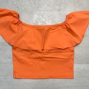 Kortni Jean ruffled around top (orange)